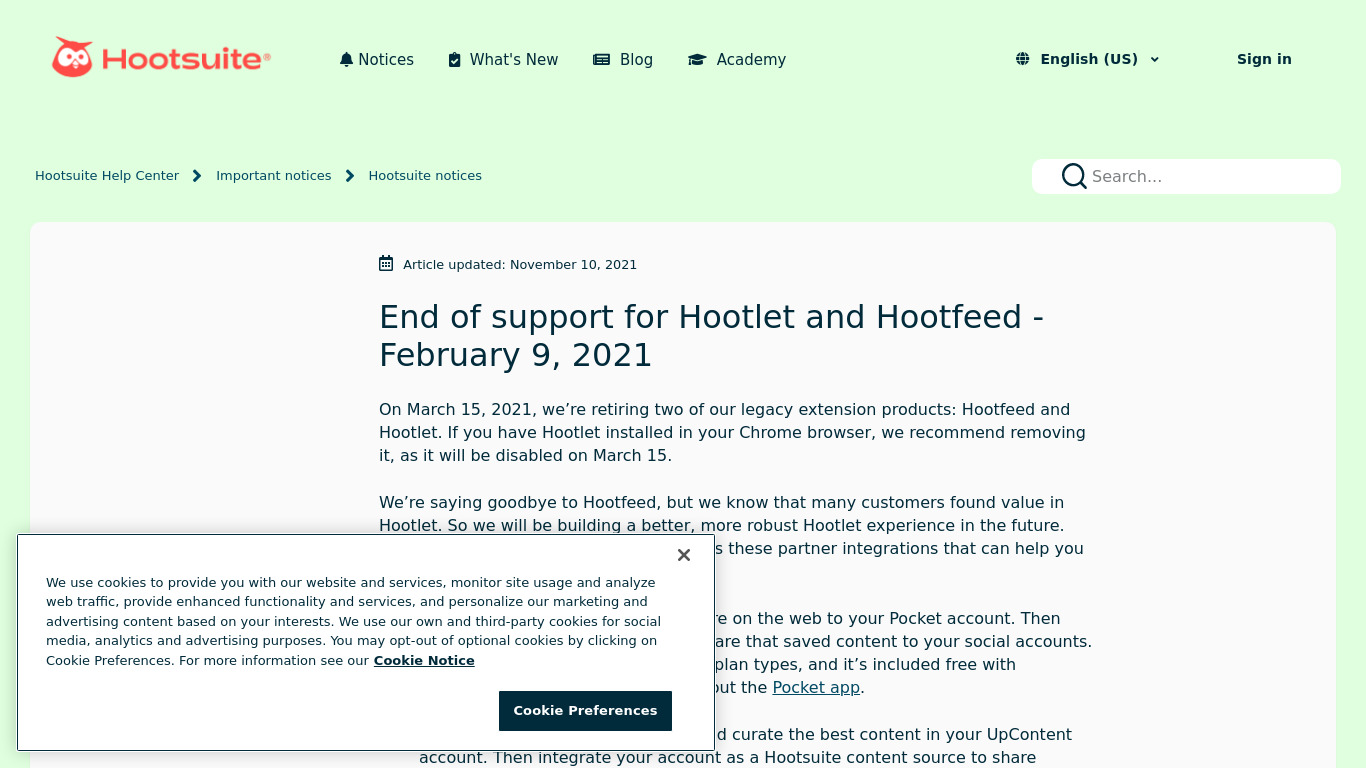 HootFeed Landing page