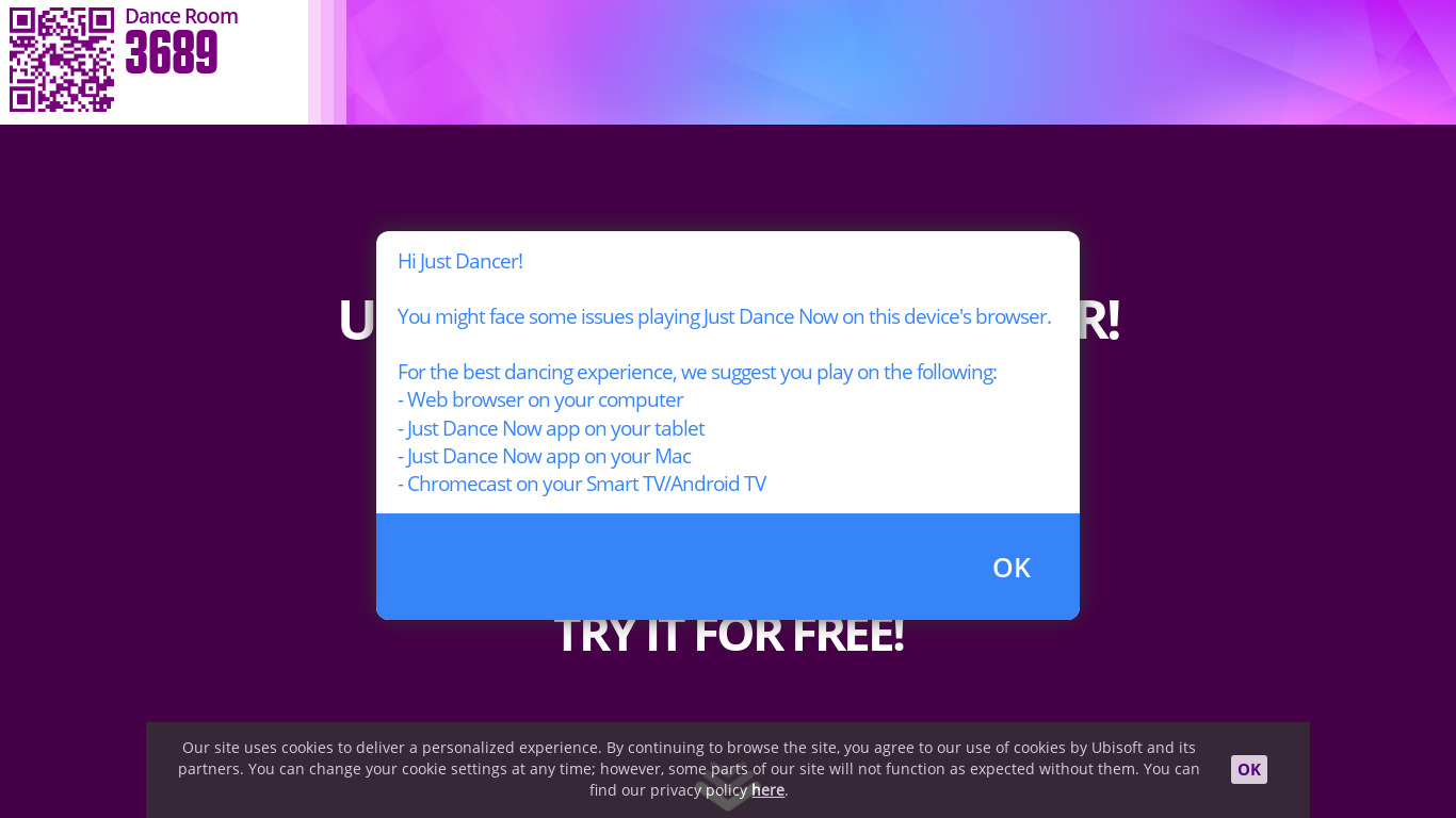 Just Dance Now Landing page