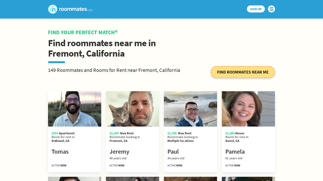 Roommates Landing page