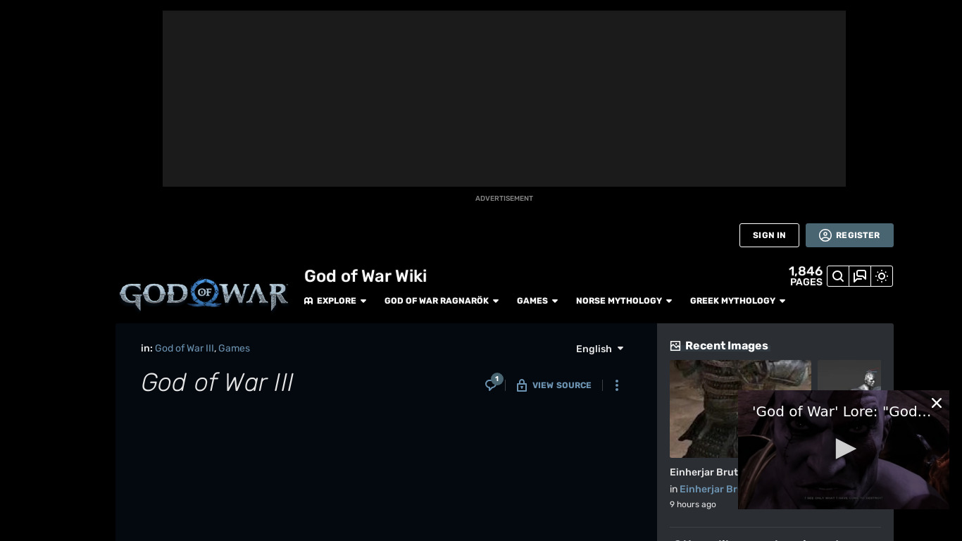 God of War III Landing page