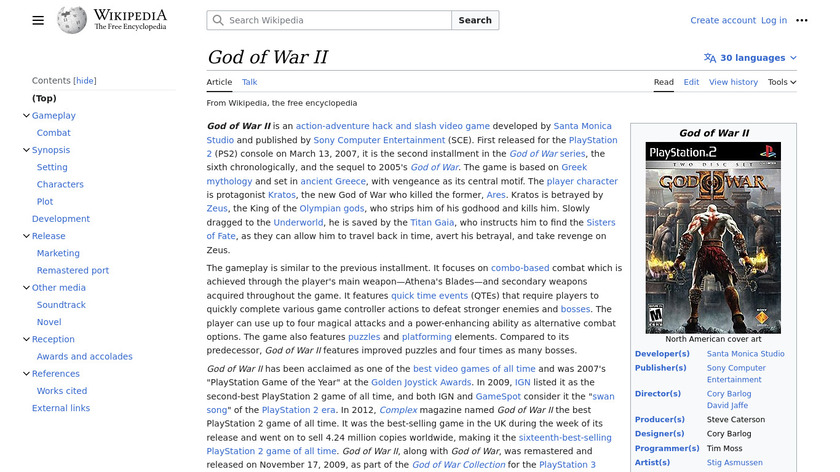 God of War II Landing Page
