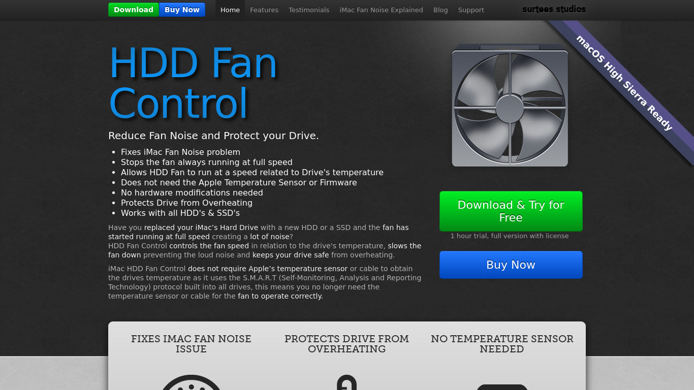 iMac HDD Fan Control Landing page