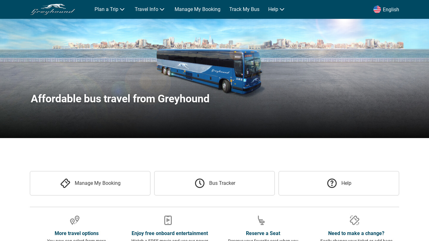 Greyhound Landing page