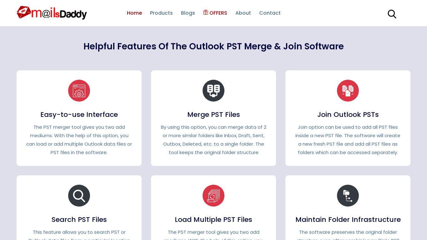 MailsDaddy PST Merge  Join Tool Landing page
