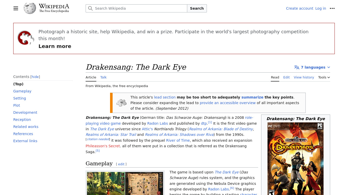 Drakensang: The Dark Eye Landing page