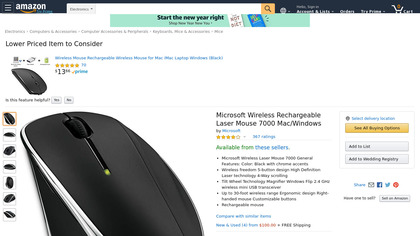 Microsoft Wireless Laser Mouse 7000 image