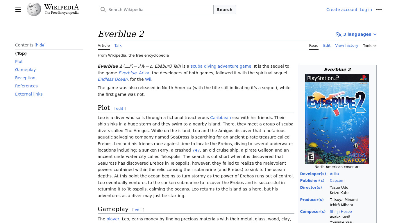 Everblue 2 Landing page