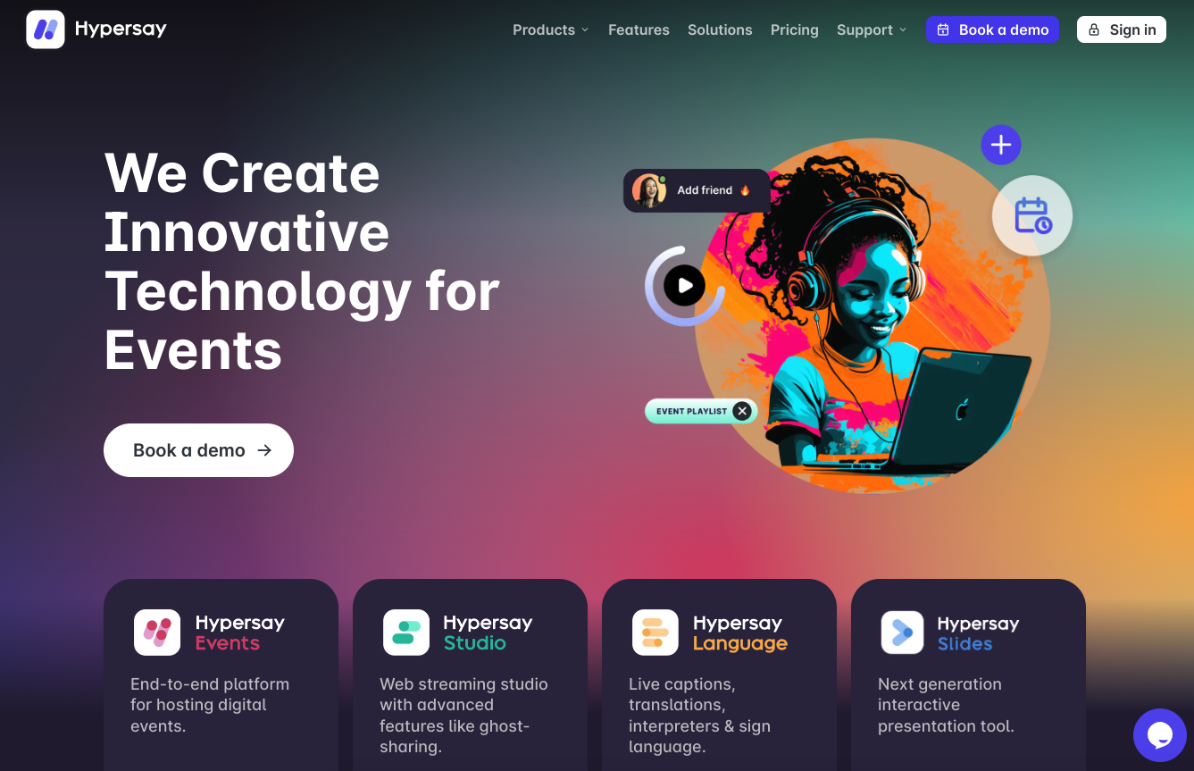 Hypersay Landing page