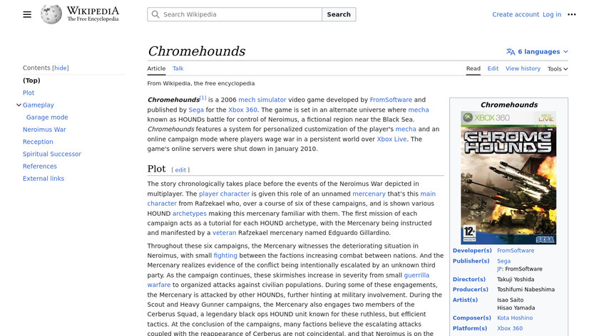 Chromehounds Landing Page