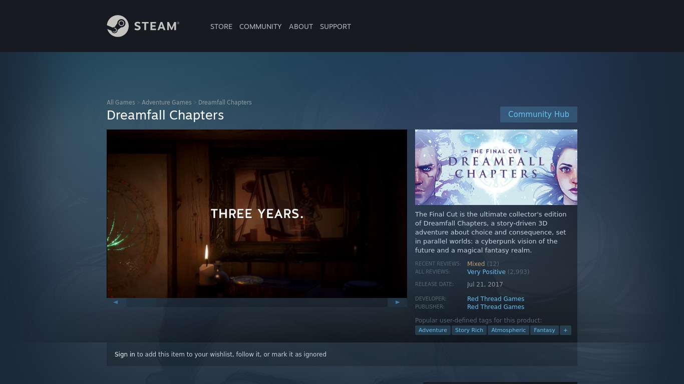 Dreamfall Chapters Landing page