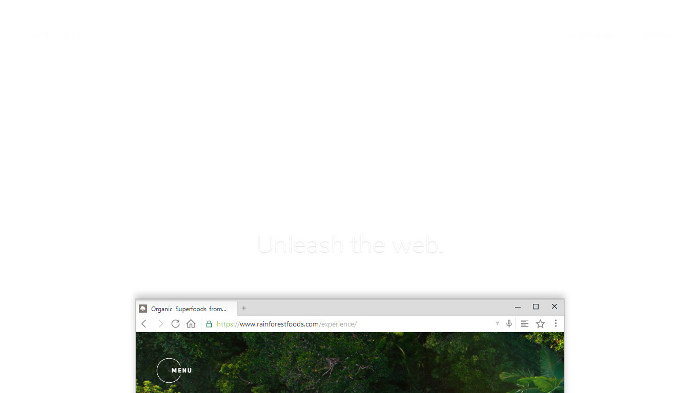 Polarity Browser Landing page