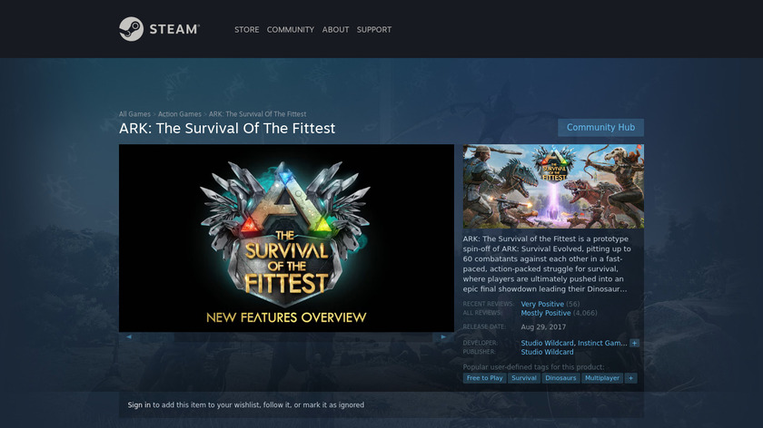 Ark: Survival of the Fittest Landing Page