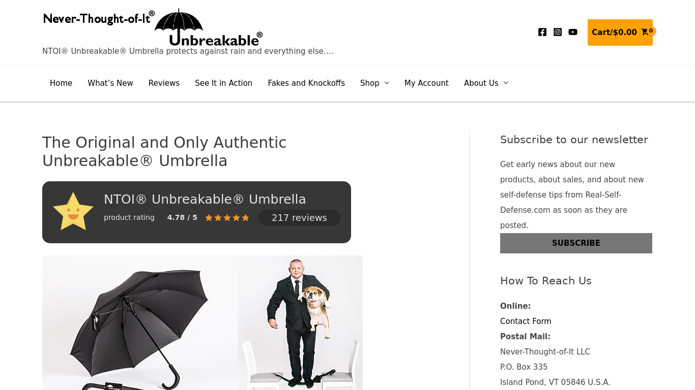 Unbreakable Umbrella Landing page