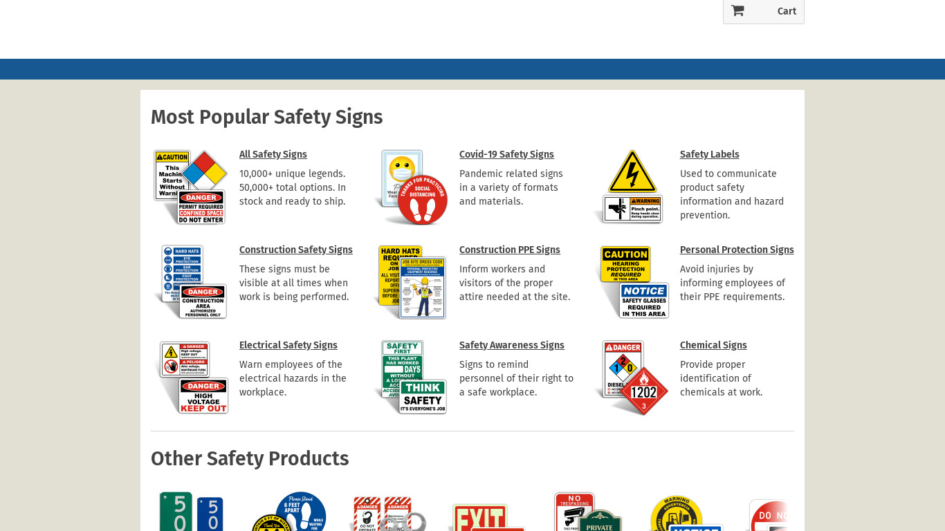SafetySign.com Landing page