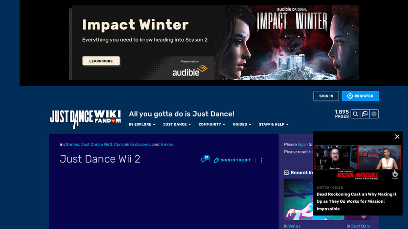 Just Dance Wii 2 Landing Page