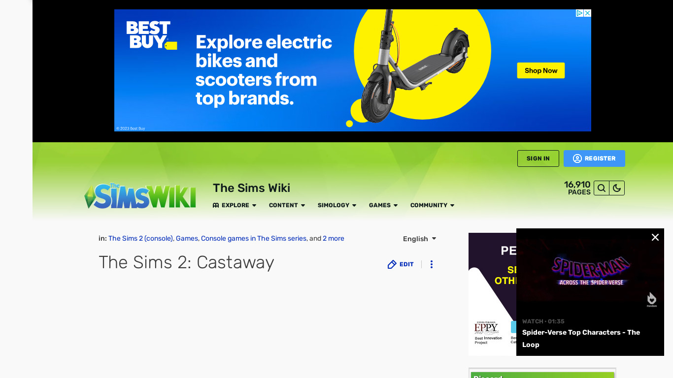 The Sims 2: Castaway Landing page