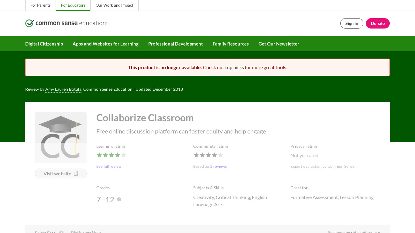 Collaborize Classroom Landing page