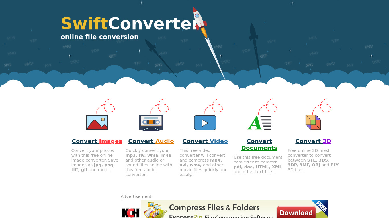 SwiftConverter Landing page