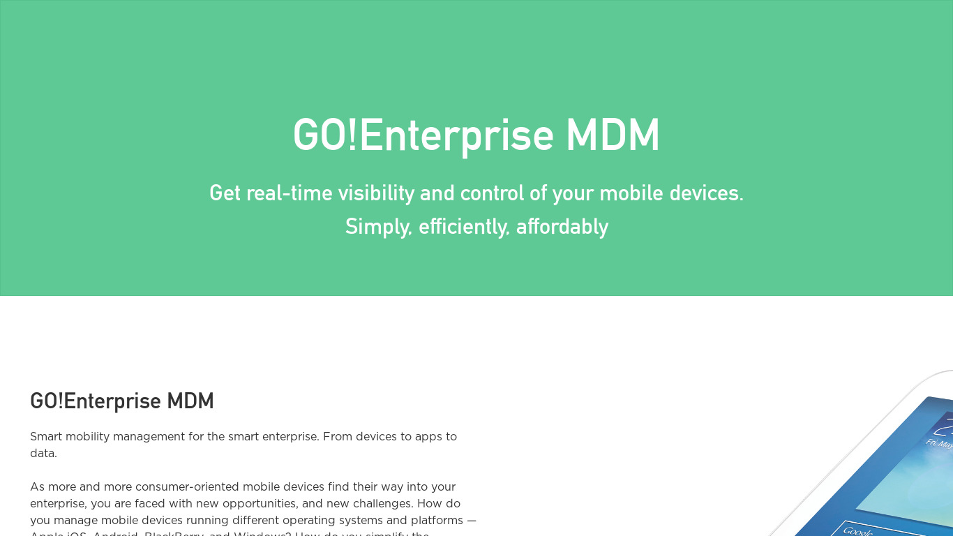 globoplc.com GO Enterprise MDM Landing page