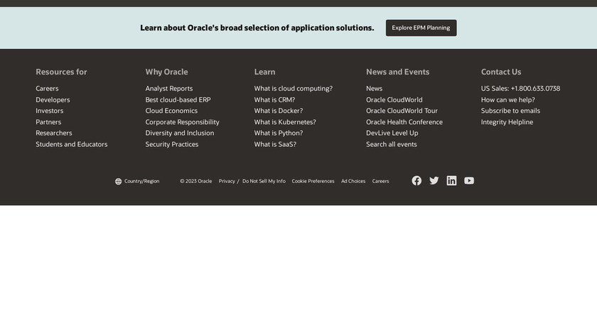 Oracle Hyperion Planning Landing Page