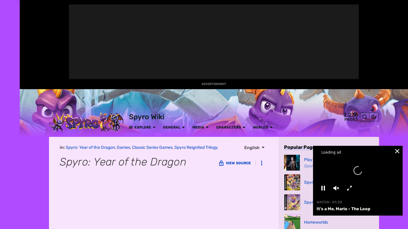 Spyro: Year of the Dragon Landing page
