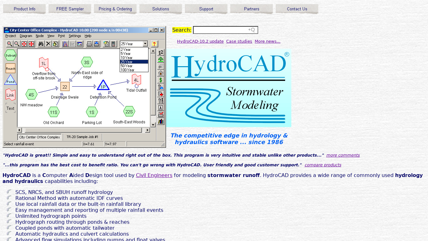 HydroCAD Landing page