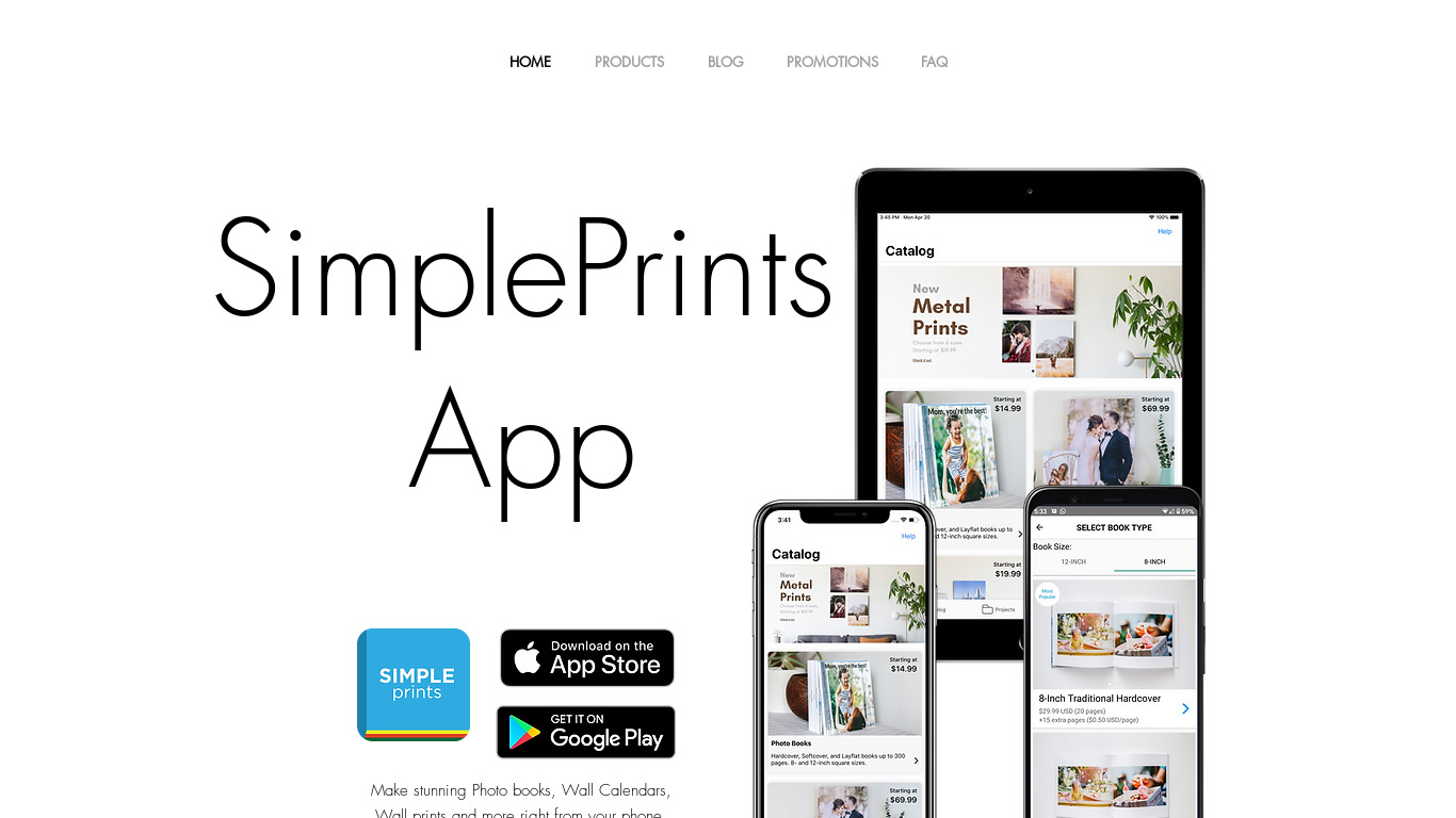 SimplePrints Landing page