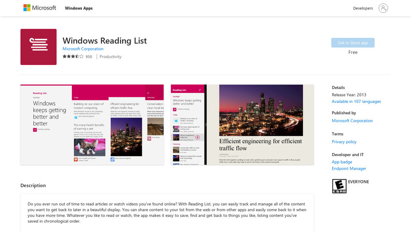 Reading List Landing Page