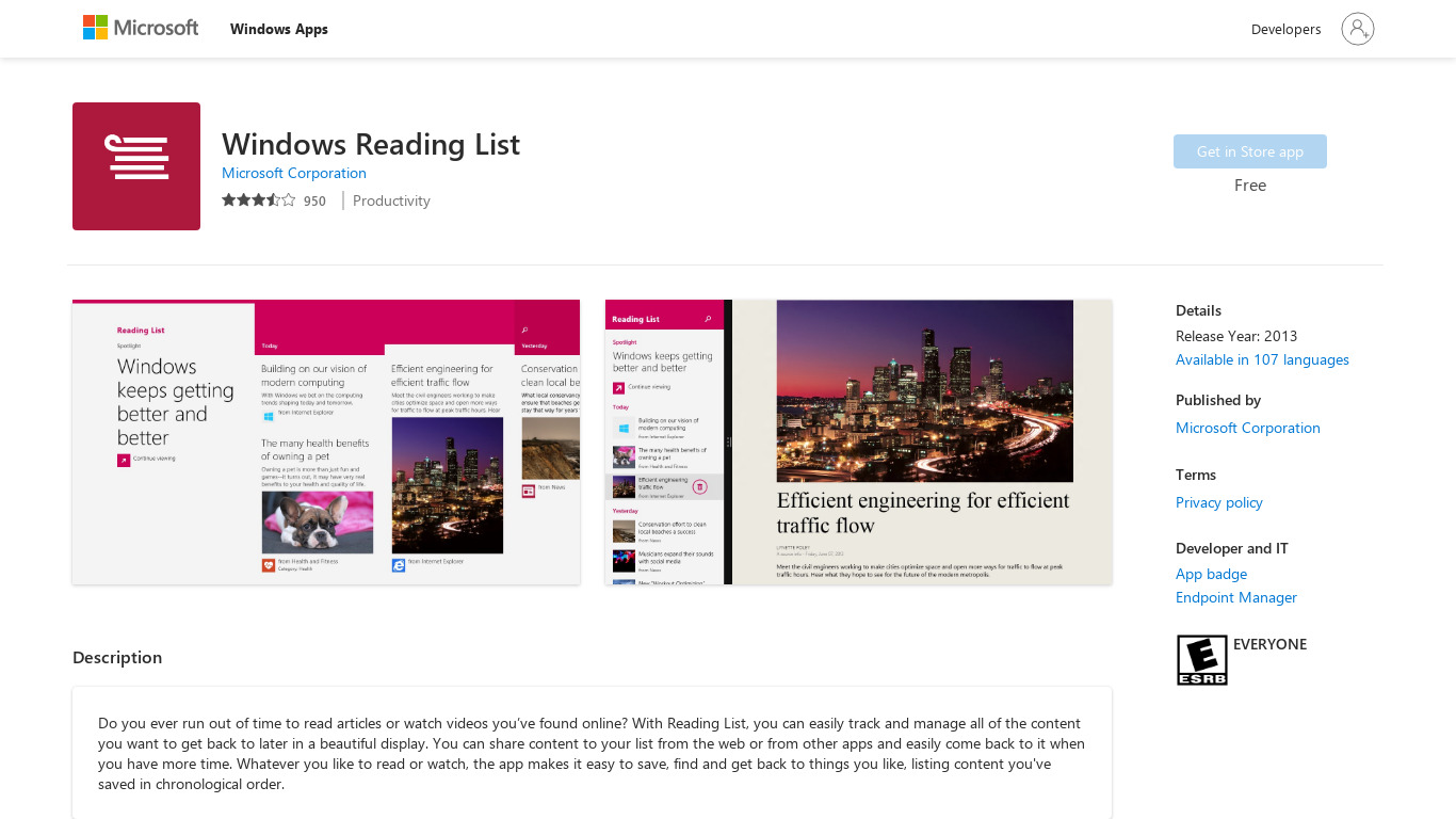 Reading List Landing page