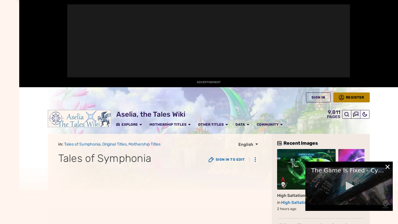 Tales of Symphonia Landing page