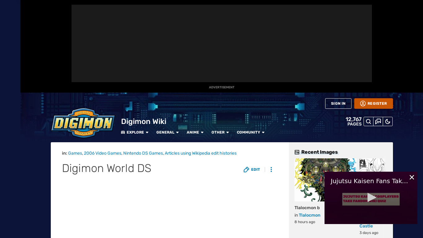 Digimon World DS Landing page