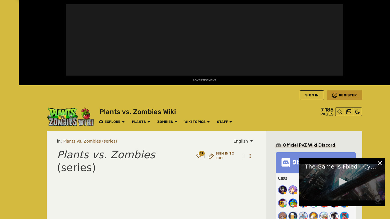Plants vs Zombies (series) Landing page