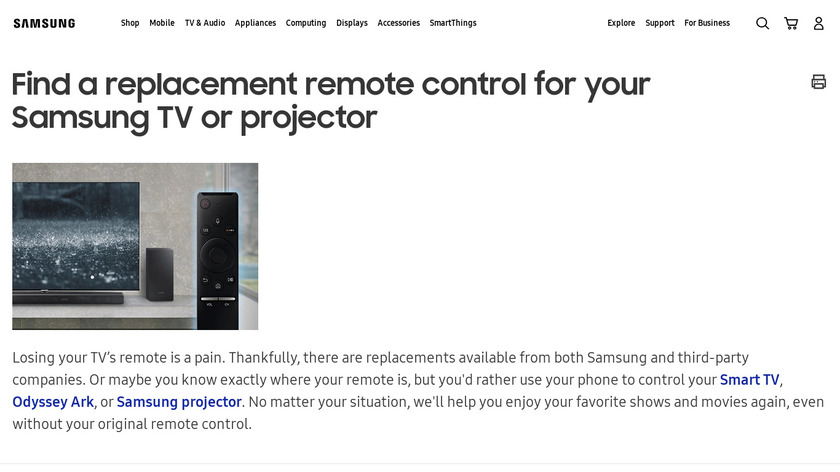 Remote for Samsung TV Landing Page