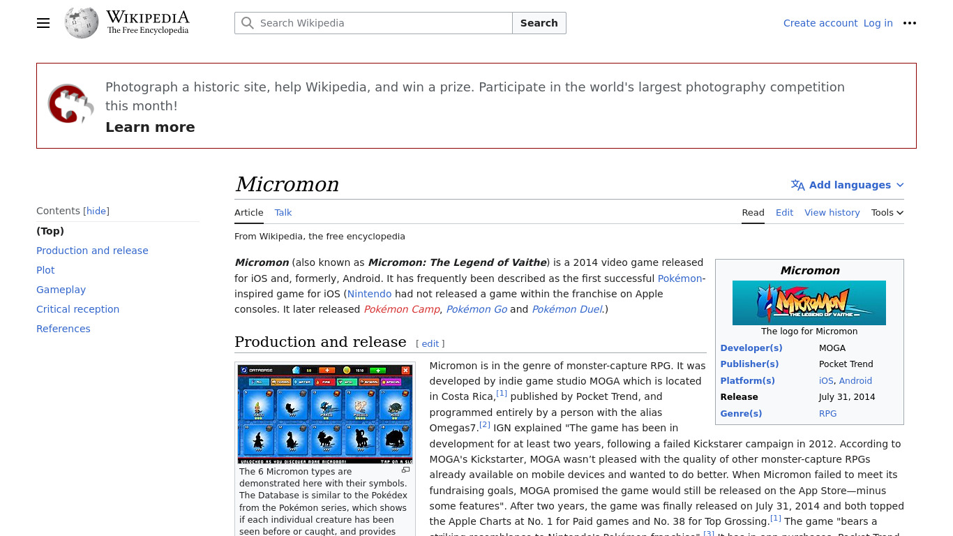 Micromon Landing page
