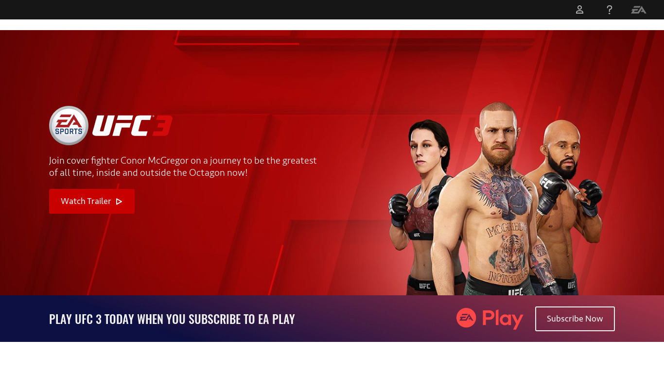 EA Sports UFC 3 Landing page