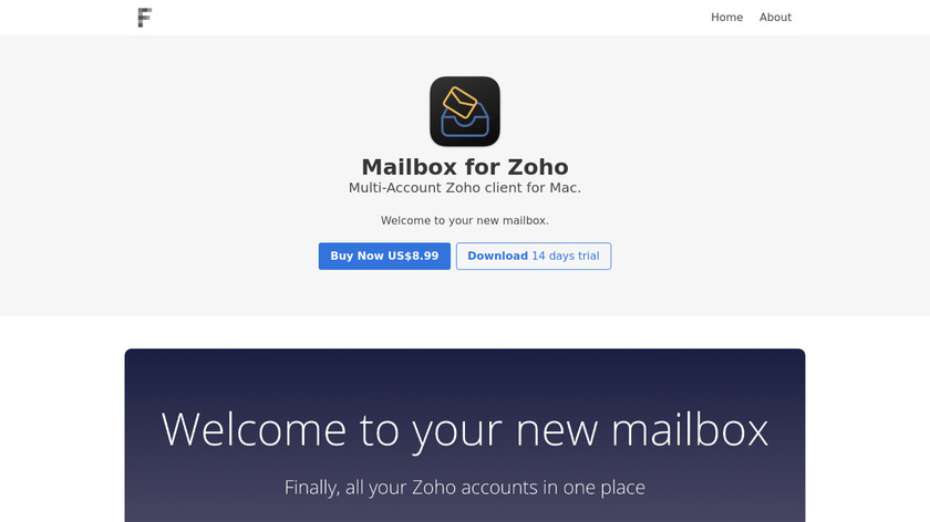 Mailbox for Zoho Landing Page