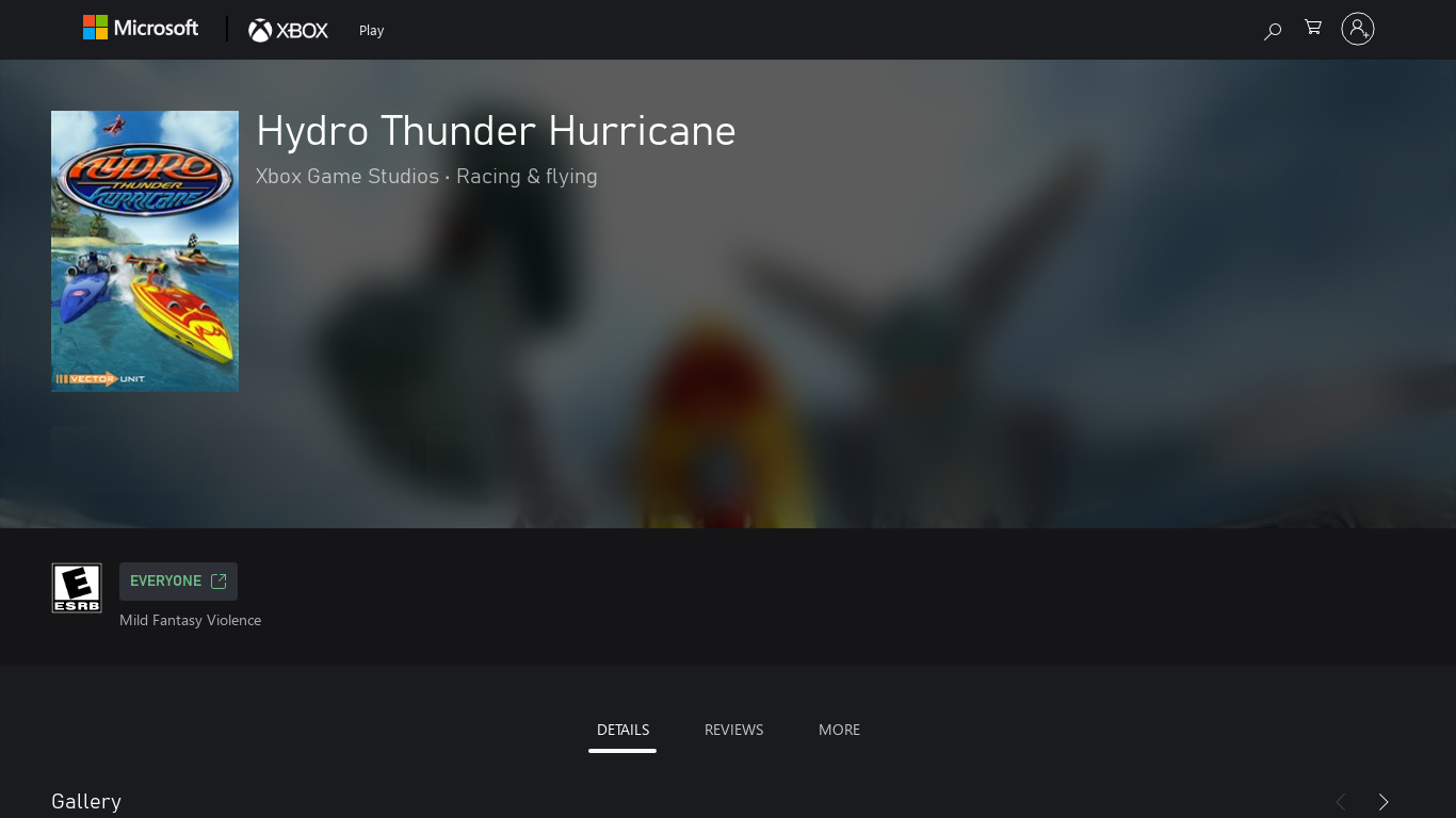 Hydro Thunder Hurricane Landing page