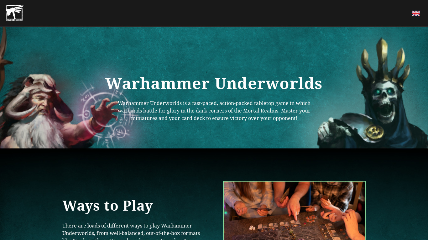 Underworlds Landing page