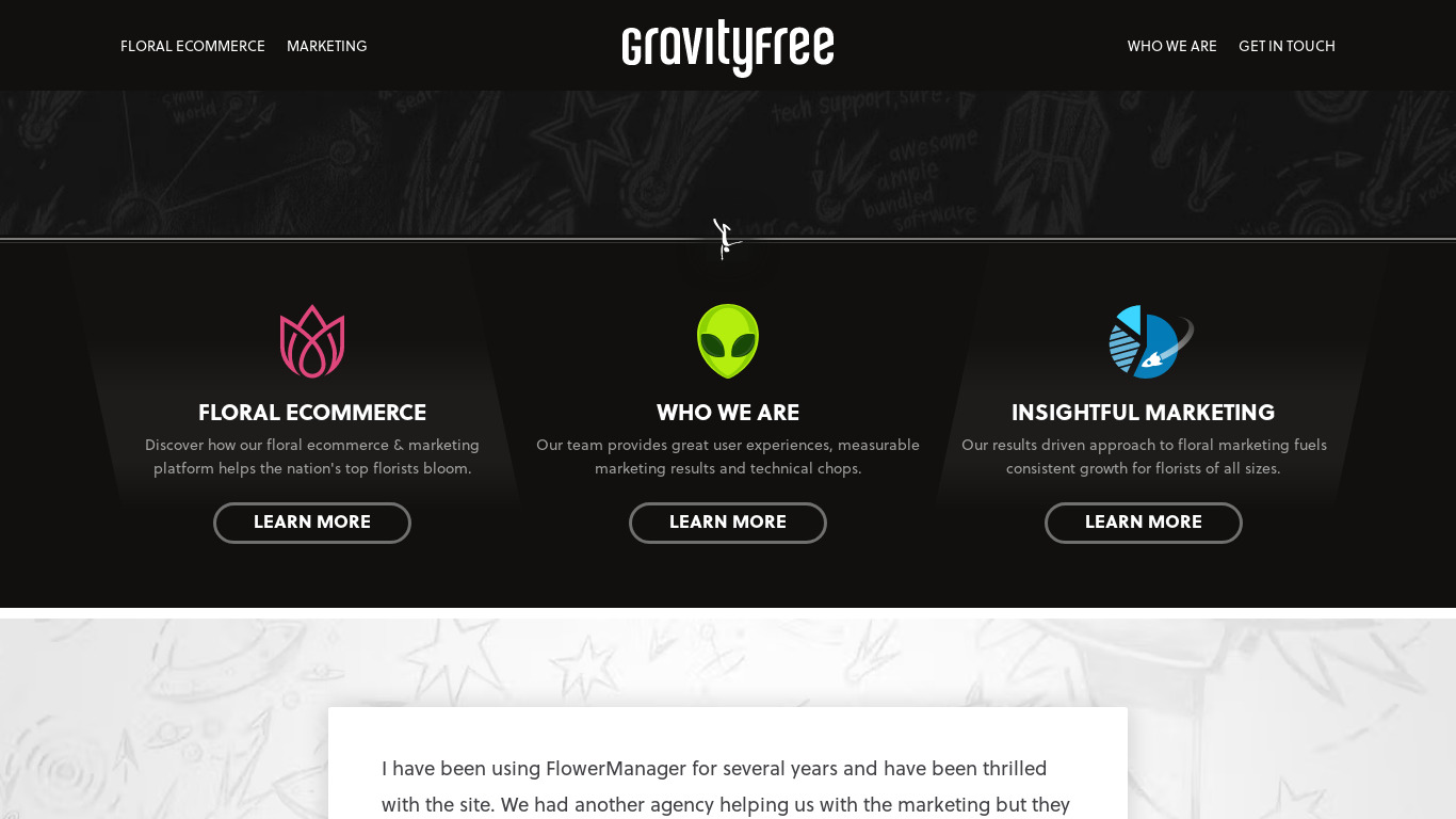 Gravity Free Landing page