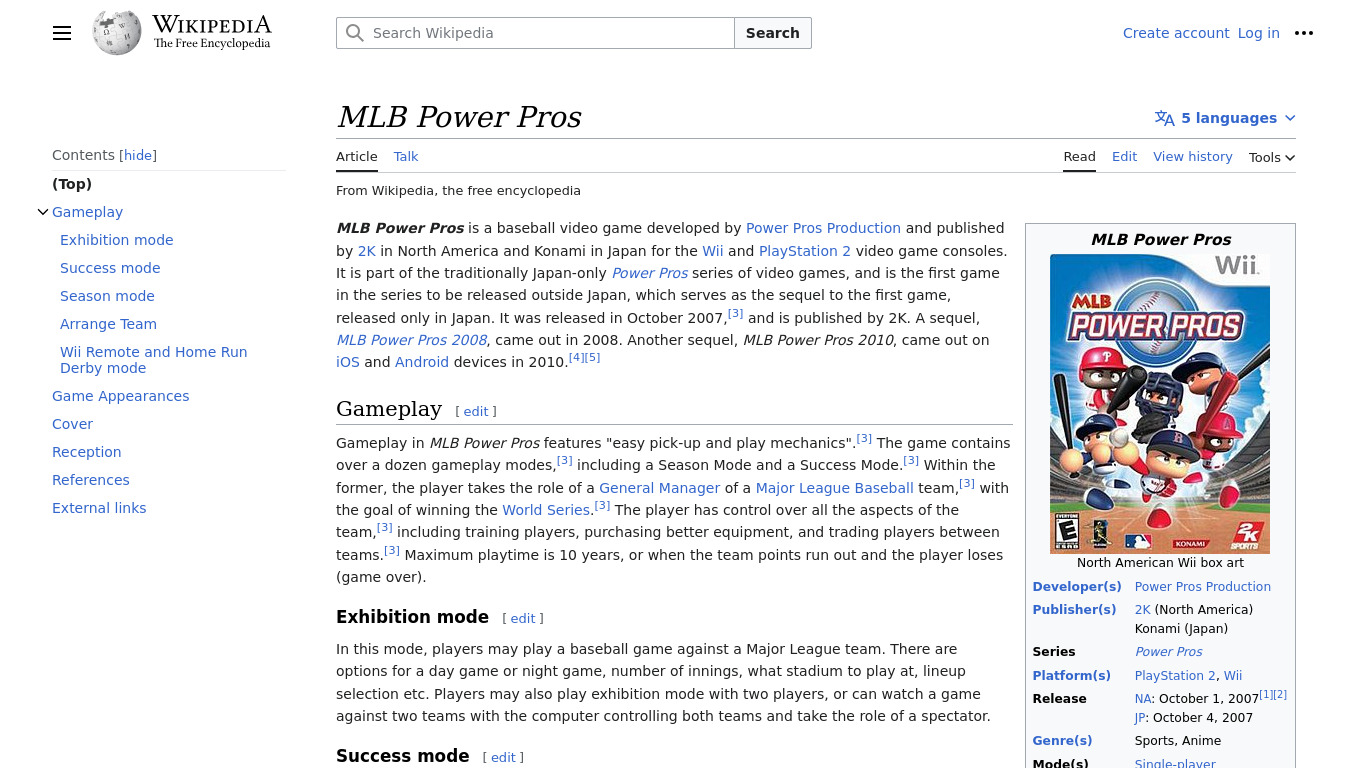 MLB Power Pros Landing page