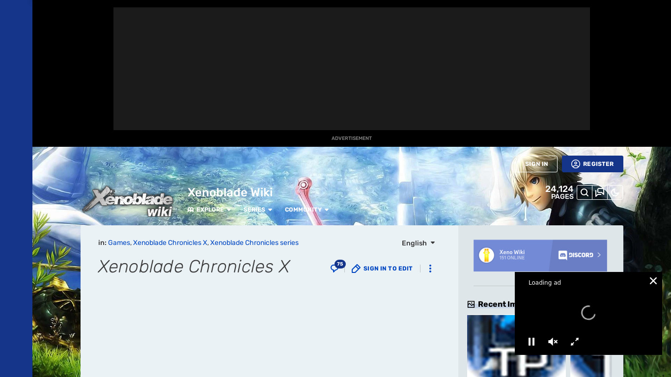 Xenoblade Chronicles X Landing page
