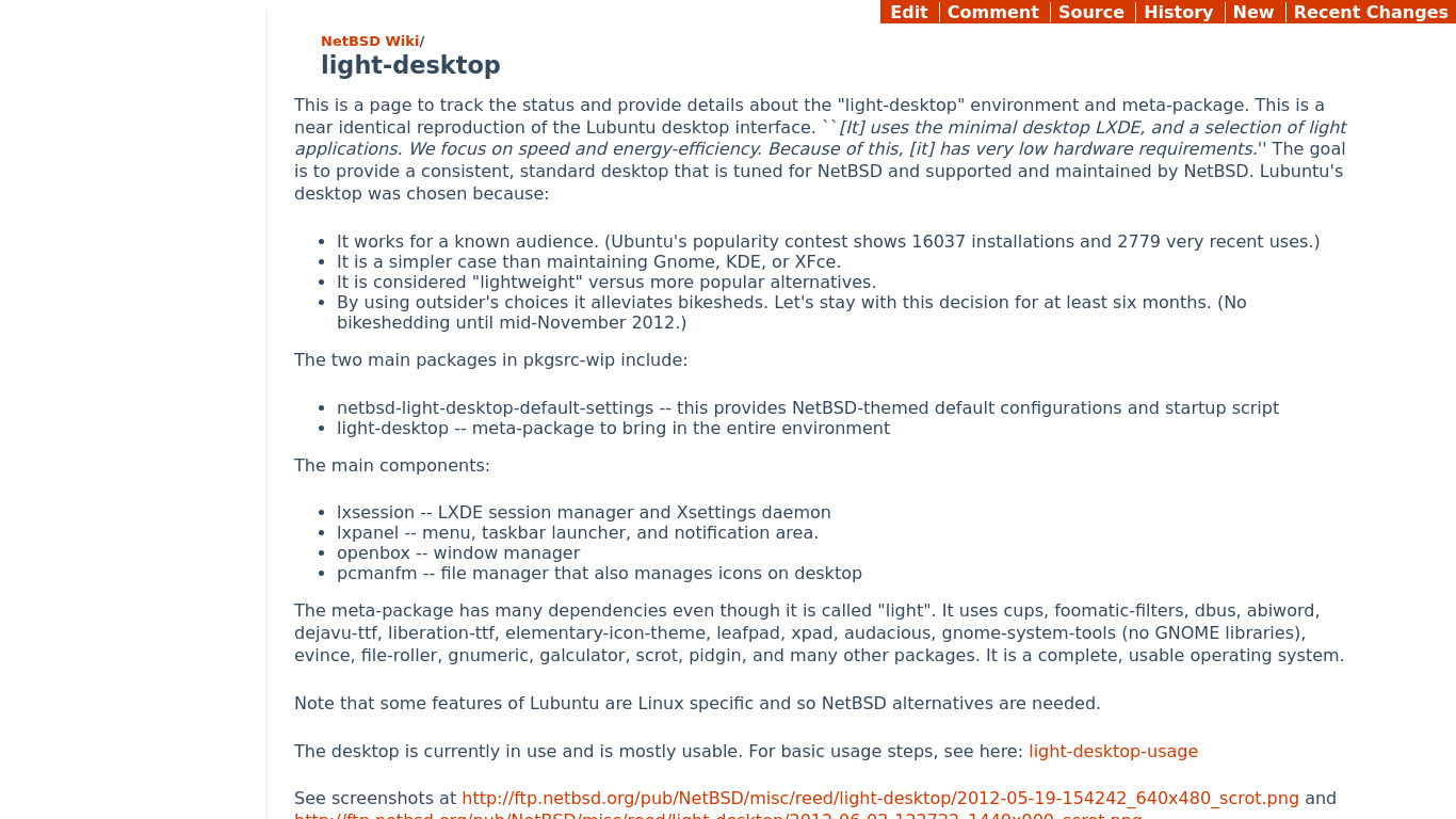 NetBSD Default Light Desktop Landing page