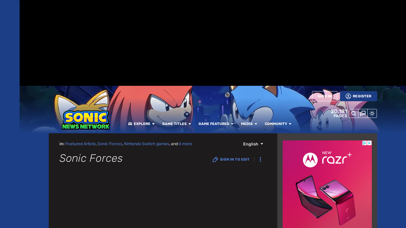 Sonic Forces Landing page