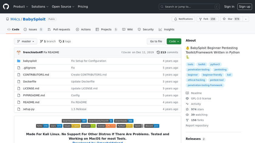 BabySploit Landing Page