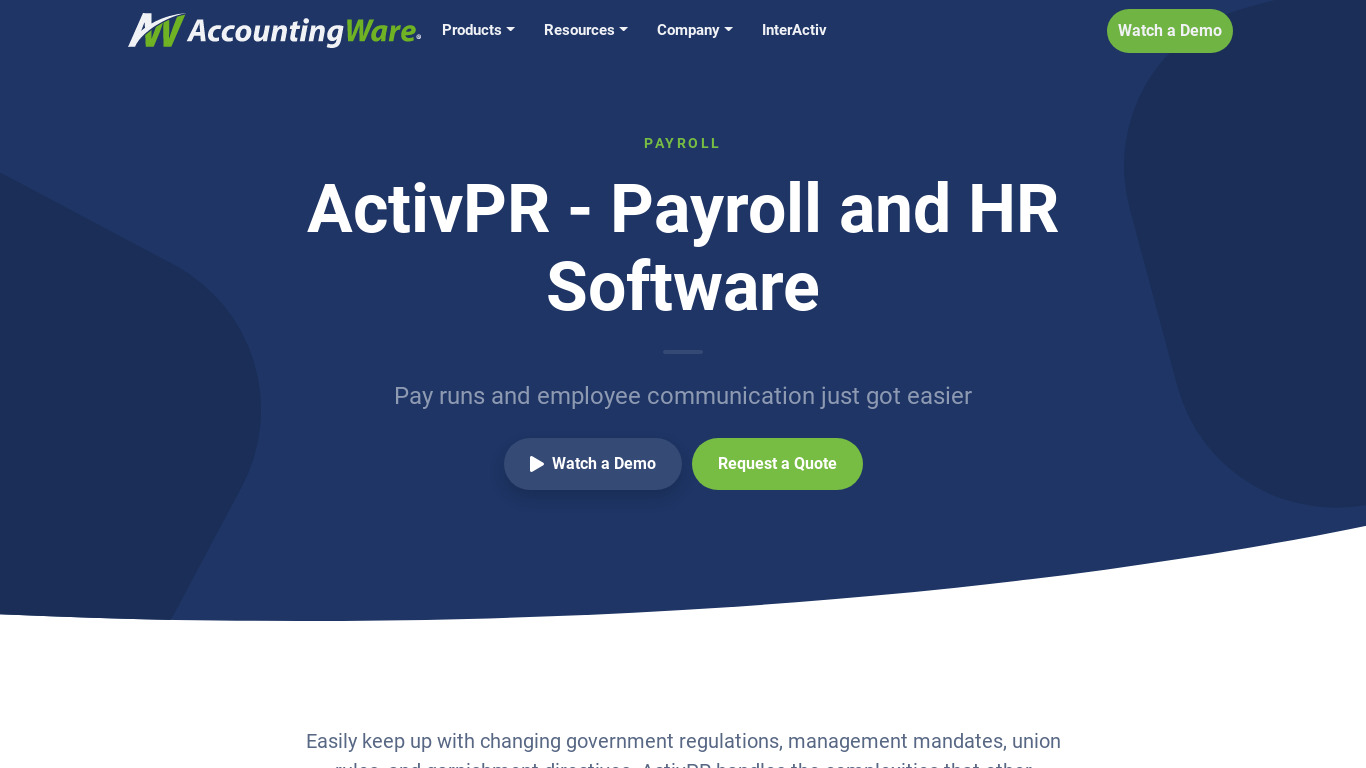 nQativ Activity Payroll Landing page