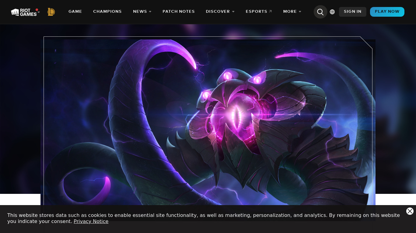 Matches for League of Legends Landing page