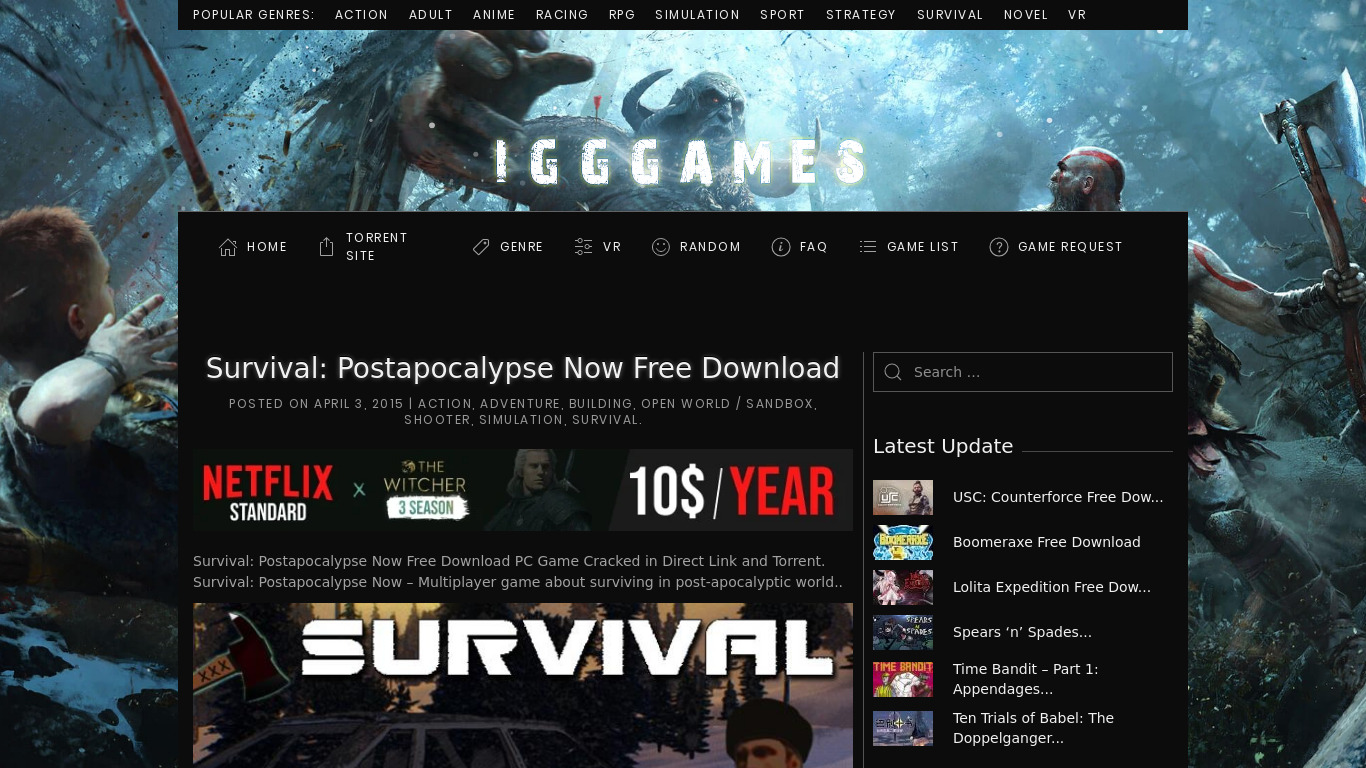 Survival: Postapocalypse Now Landing page