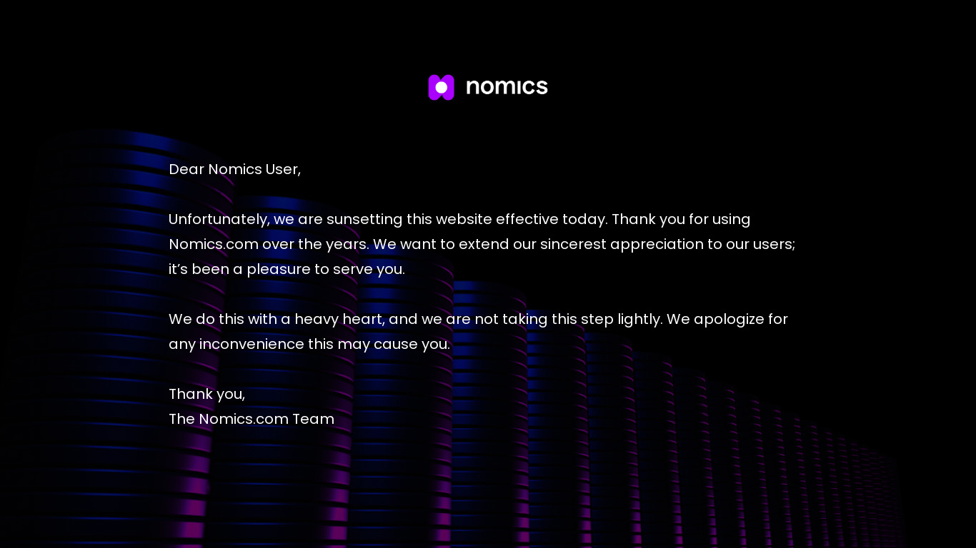 Nomics Landing page