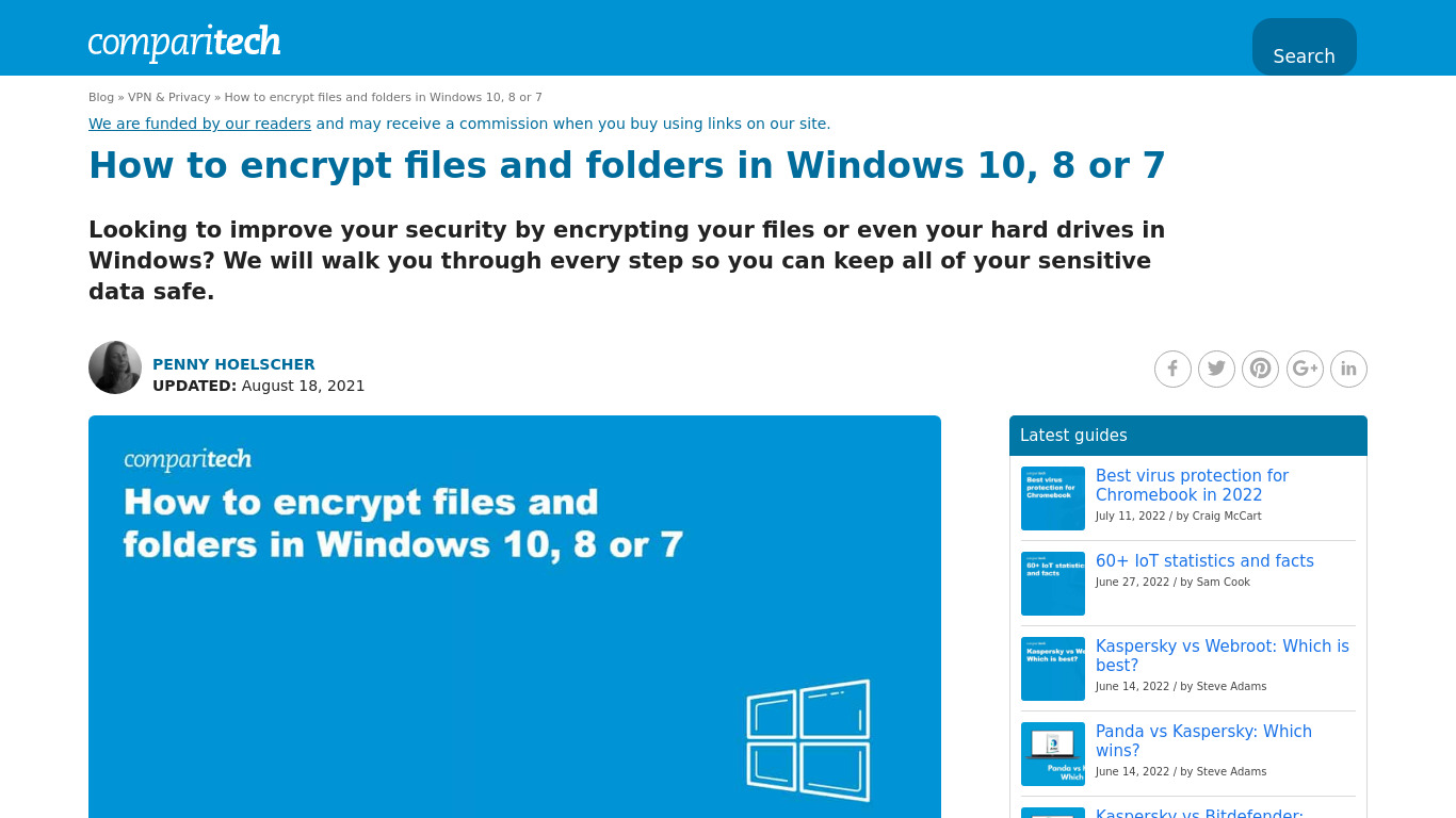 File and Folder Encryption Landing page