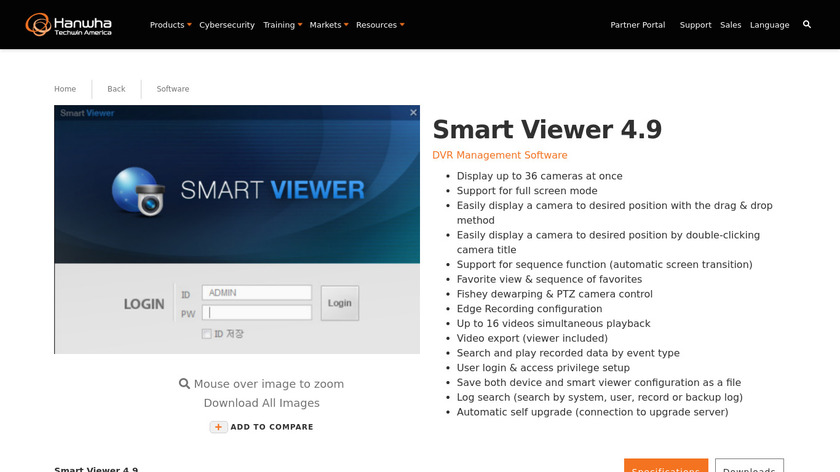 hanwhasecurity.com SmartViewer Landing Page
